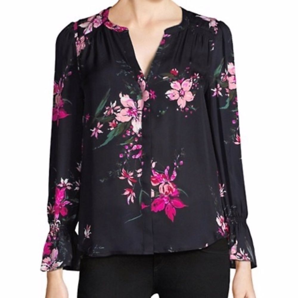 Black & Pink JOIE Keno silky Floral top - M
